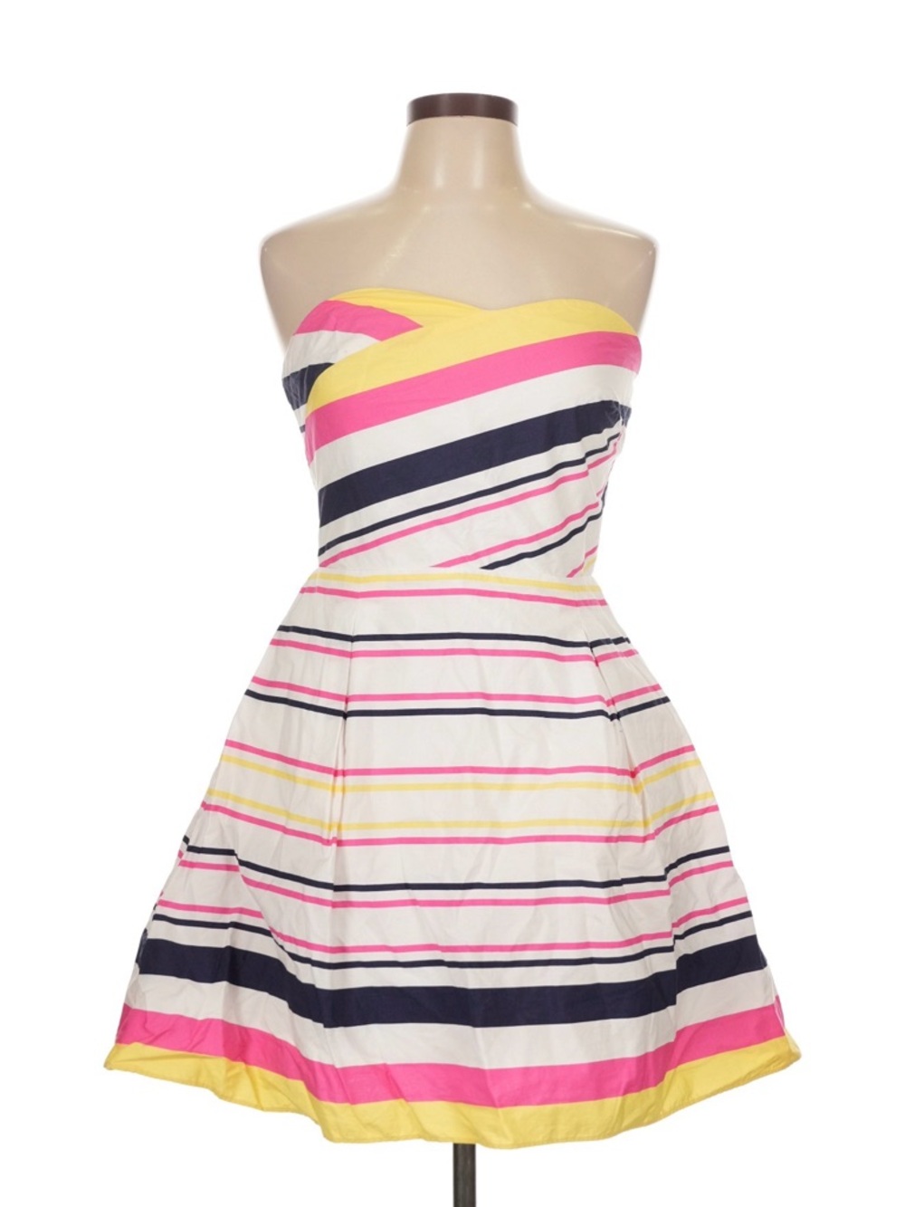 Lilly Pulitzer Strapless Fit-and-Flare Dress in Pink, Yellow, Navy and White